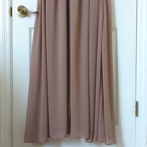 Lulus Heavenly Hues Sleeveless Plunging V-Neck High Slit A-Line Maxi Dress Taupe - Picture 15 of 16